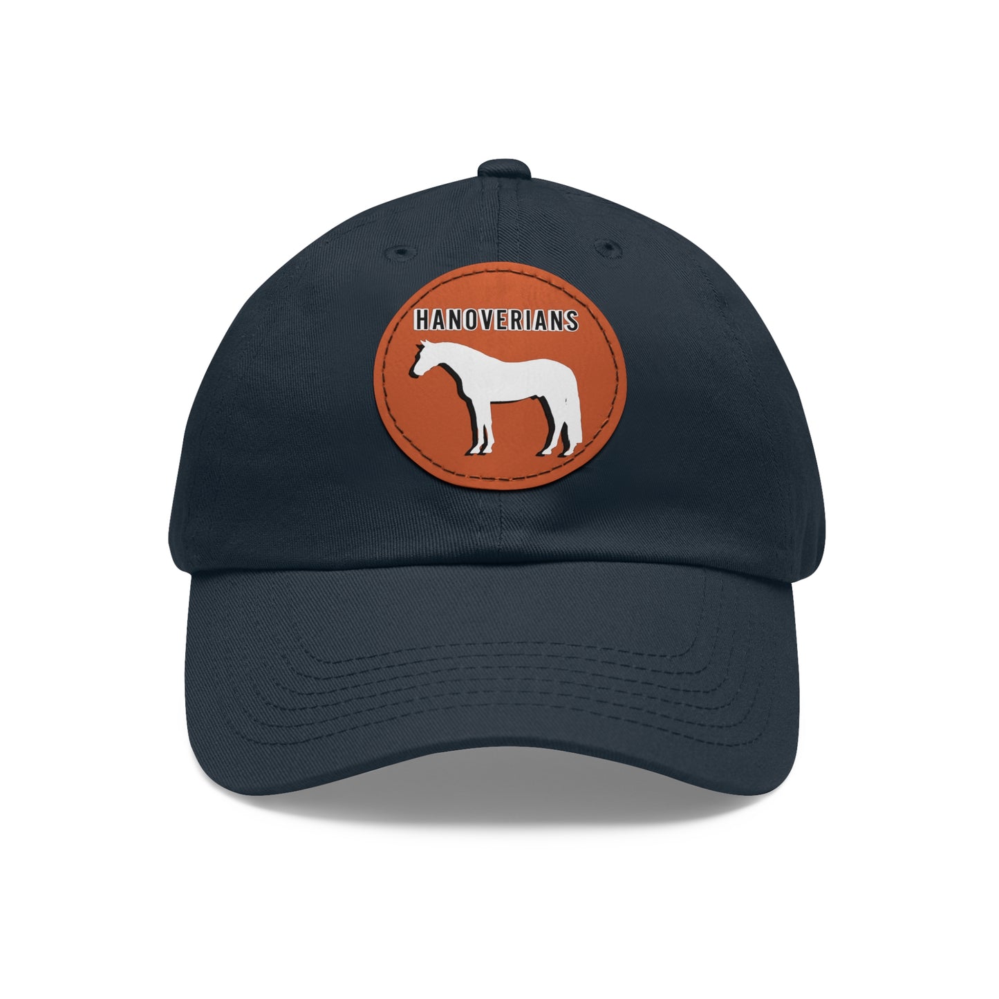 Baseball Cap-Dad Hat with Leather Patch (Round)-Hanoverian Warmblood-Horse