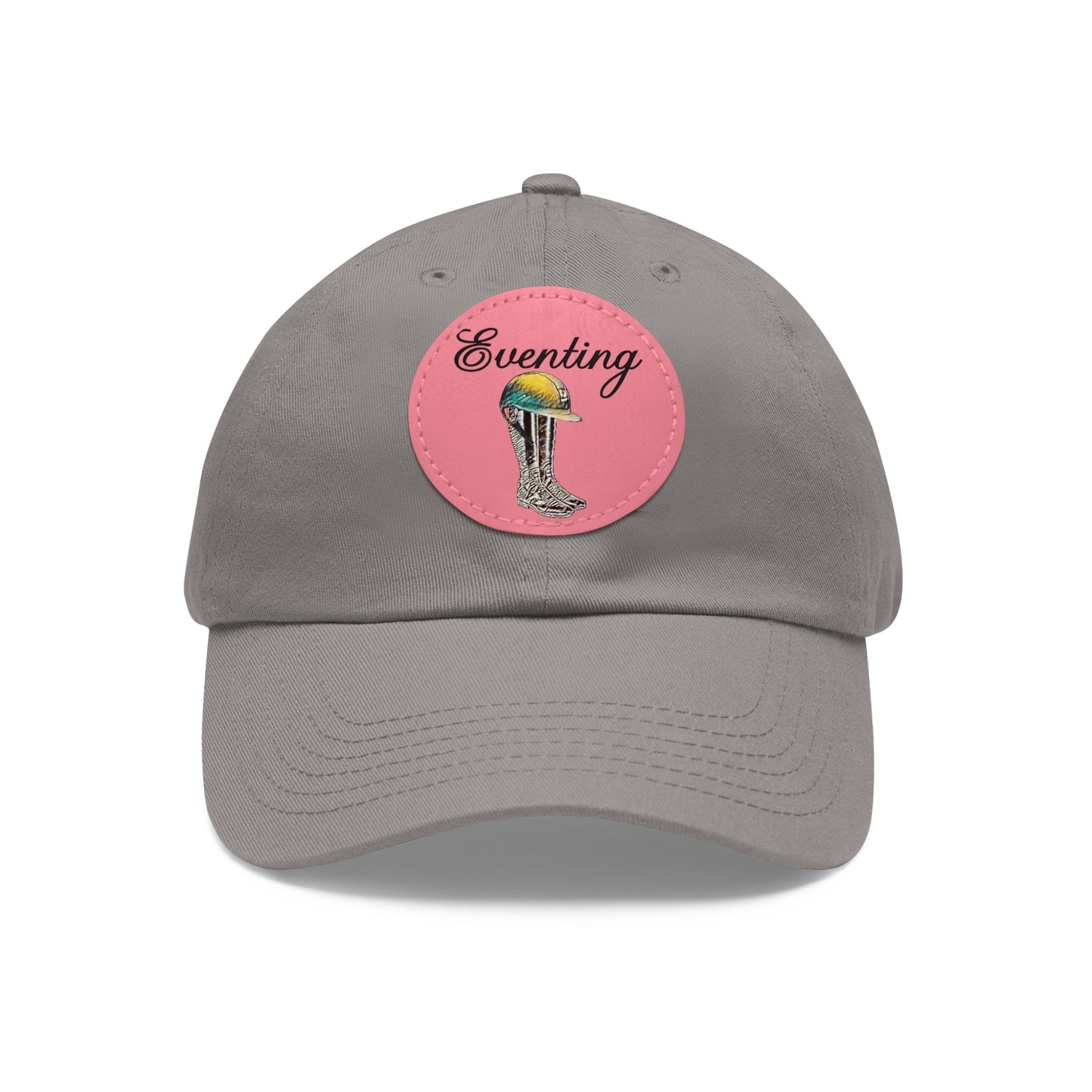 Baseball Cap-Dad Hat with Leather Patch (Round)-Three Day Eventing Horse