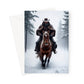 Greeting Card-Cowboy-Horse-Winter-Blank Note Card-1 Pack-10 Pack