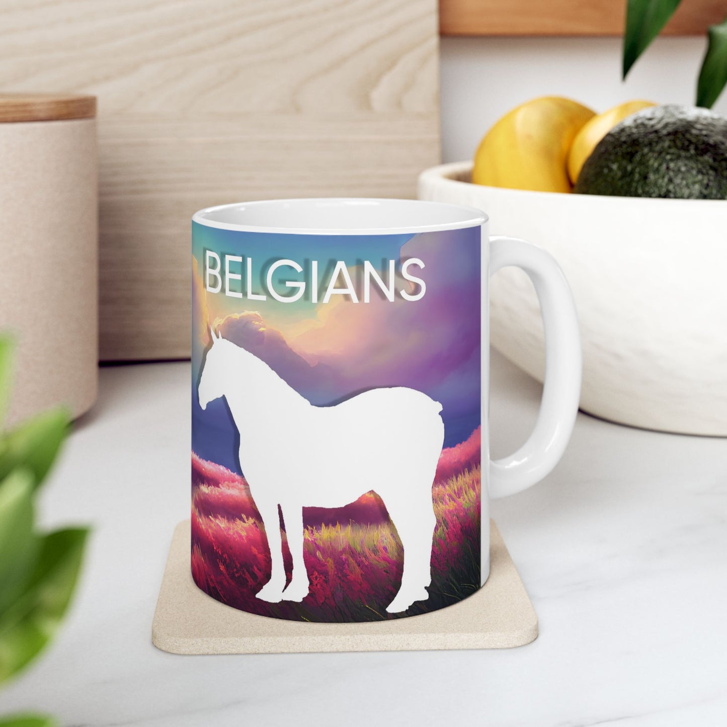 Mug, Ceramic (11 0z), Belgian Draft Horses