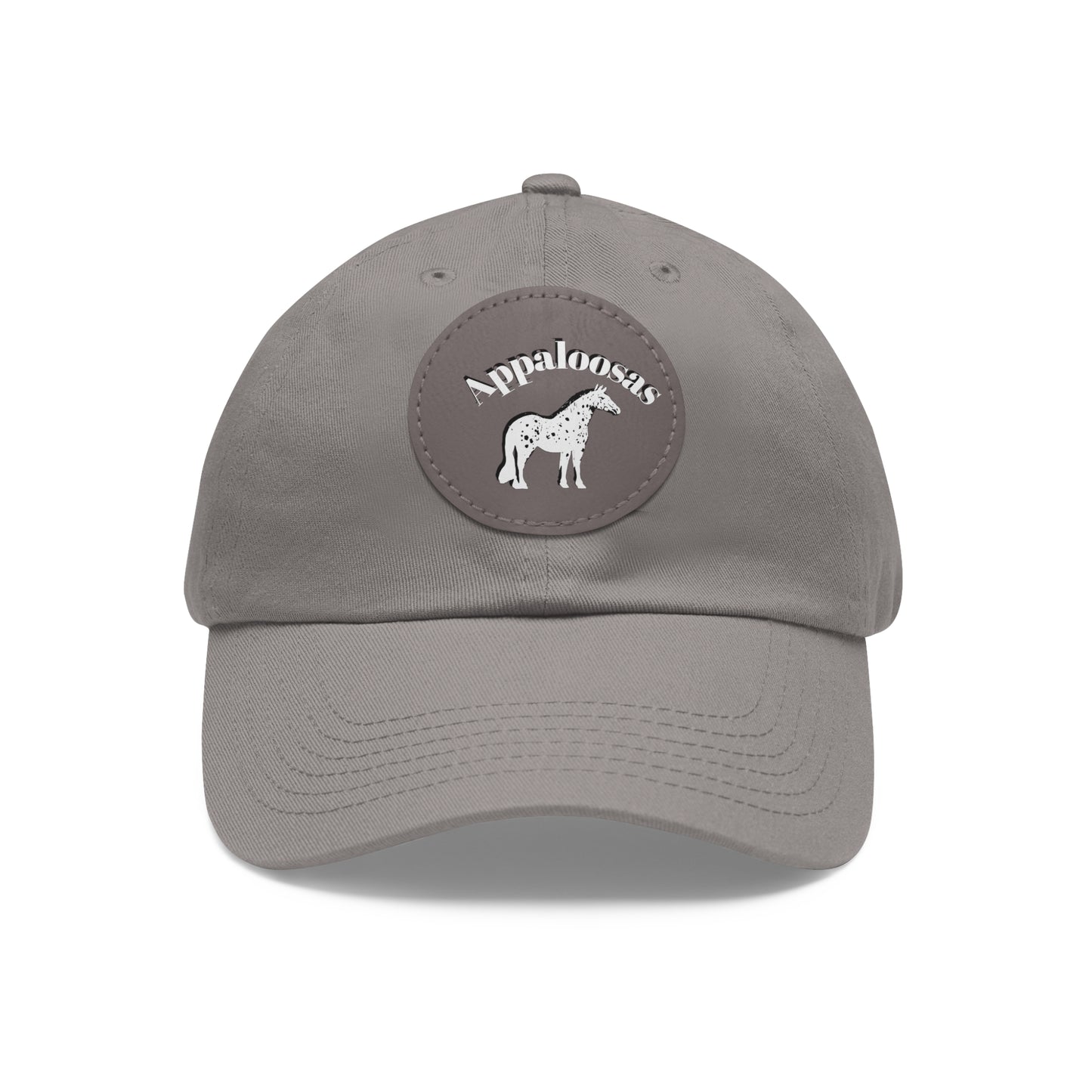 Baseball Cap-Dad Hat with Leather Patch (Round)-Appaloosa Horse