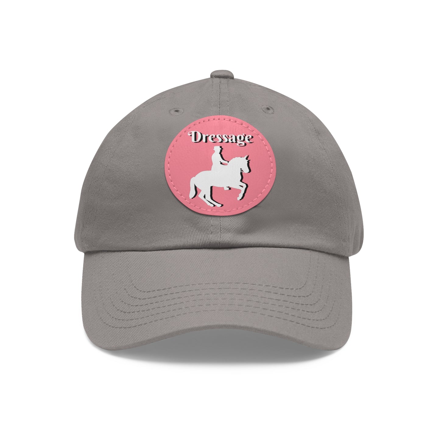 Baseball Cap-Dad Hat with Leather Patch (Round)-Dressage Horse