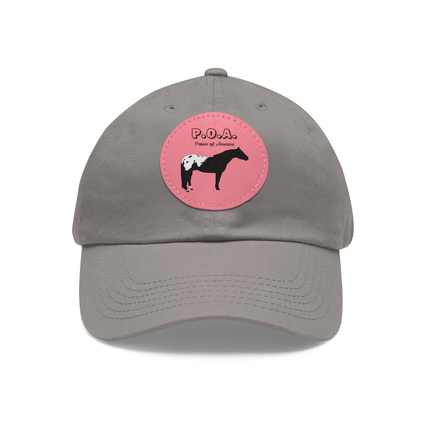 Baseball Cap-Dad Hat with Leather Patch (Round)-POAs Ponies of America-Horse