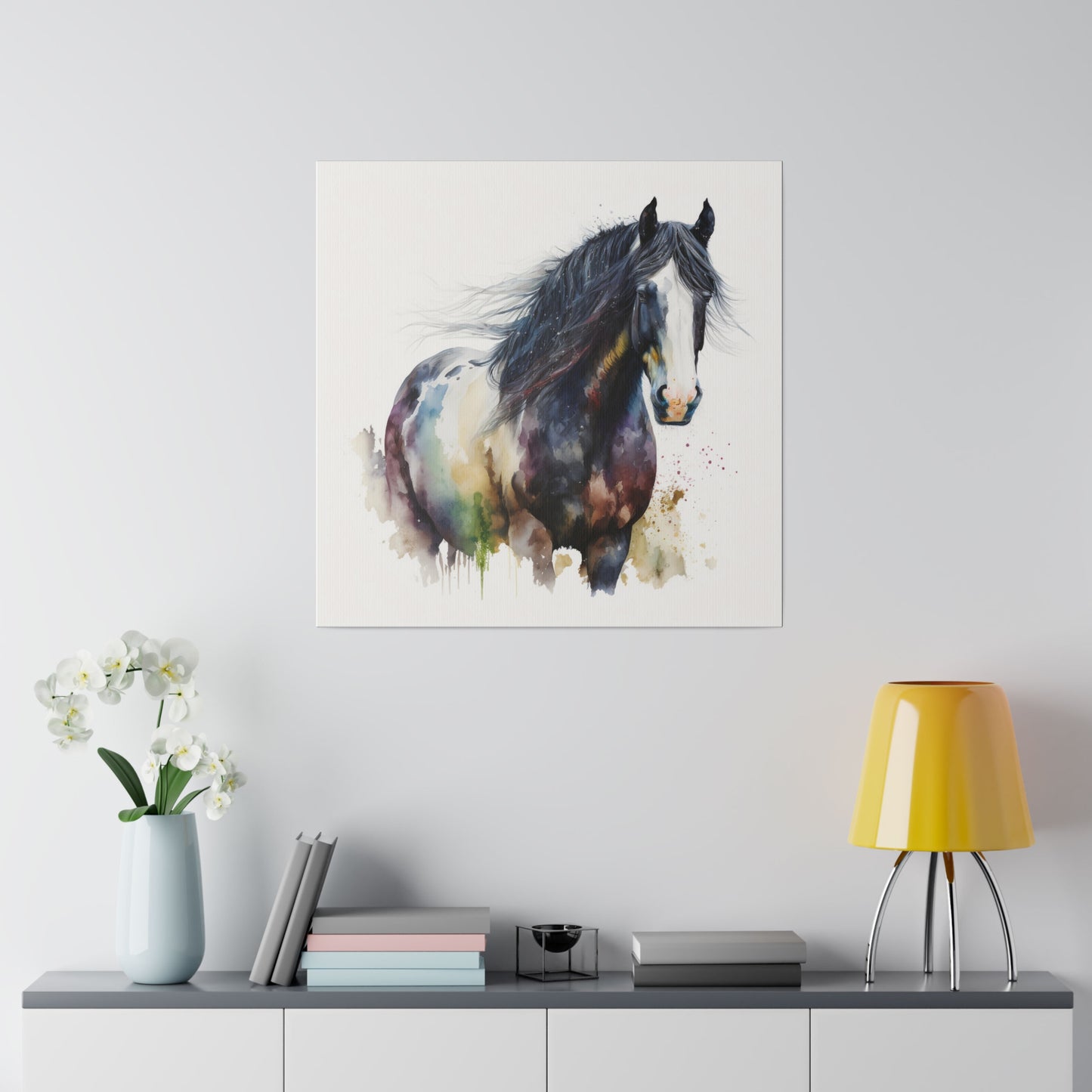 H848 Matte Canvas, Stretched, 0.75" Pinto Draft Horse