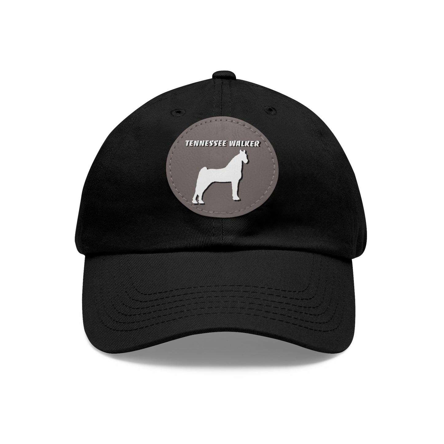 Baseball Cap-Dad Hat with Leather Patch (Round)-Tennessee Walker-Horse