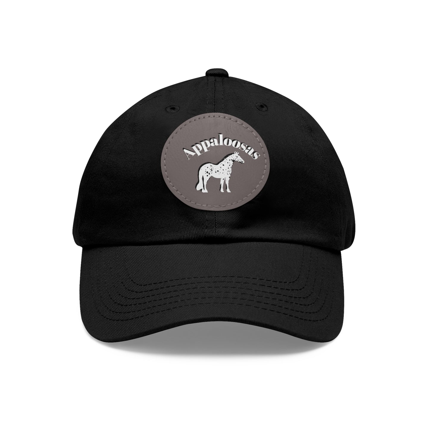 Baseball Cap-Dad Hat with Leather Patch (Round)-Appaloosa Horse