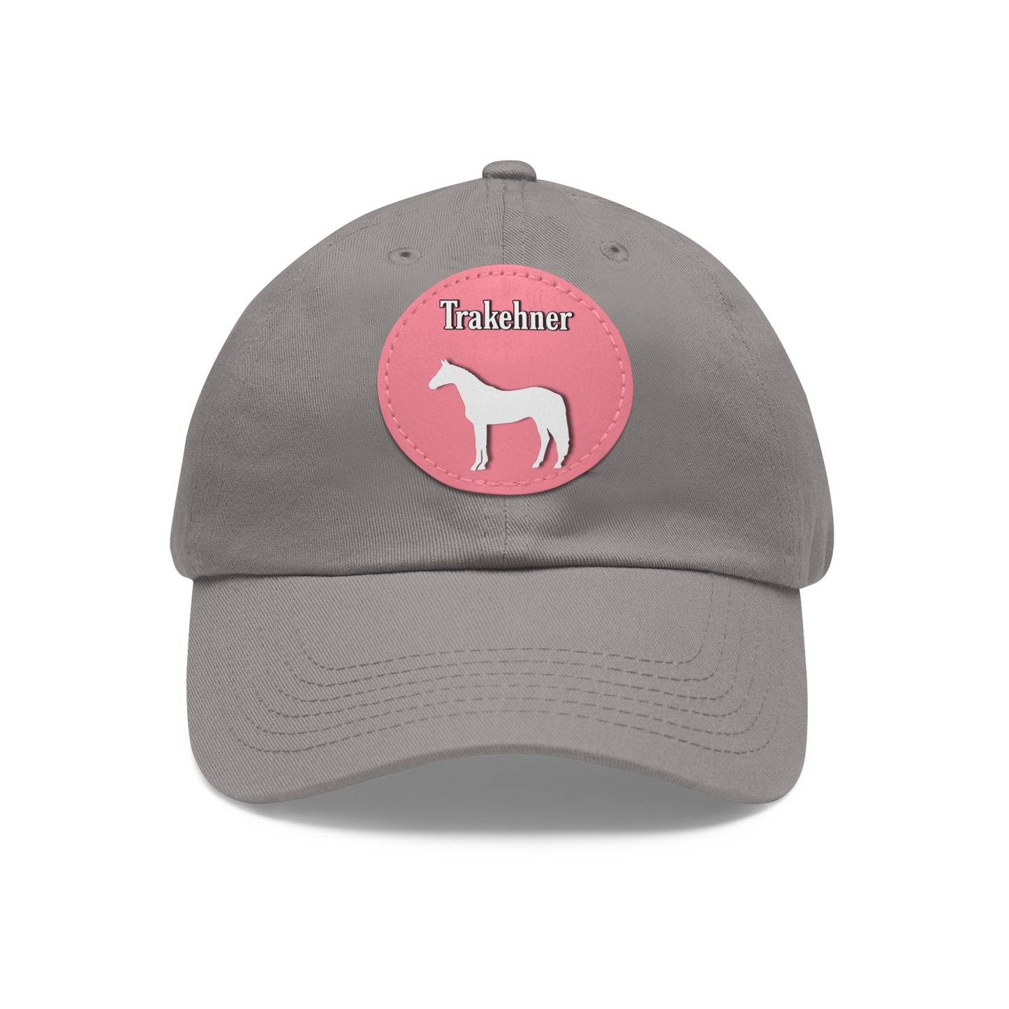 Baseball Cap-Dad Hat with Leather Patch (Round)-Trakehner Warmblood-Horse