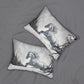 Pillow-Lumbar-Spun Polyester-4 sizes-Bay Draft Horse Design-Gray Jumper-Horse-Snowy Landscape-White Black