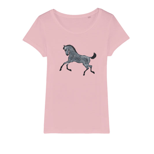 S02-00 Womens Horse T-Shirt-Short Sleeve-Organic Cotton