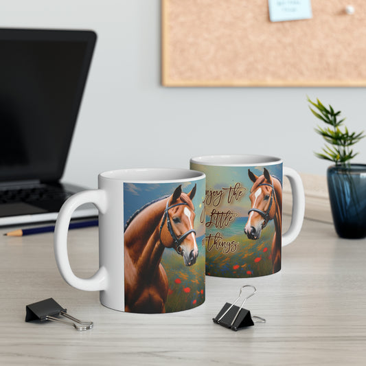 S10040 Mug Ceramic 11oz-Horse-Chestnut-Inspirational-Enjoy the little things-Hunter-Jumper