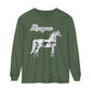 T-Shirt-Women's-Men's-Garment-dyed-Long Sleeve-All Cotton-Horses-Morgans