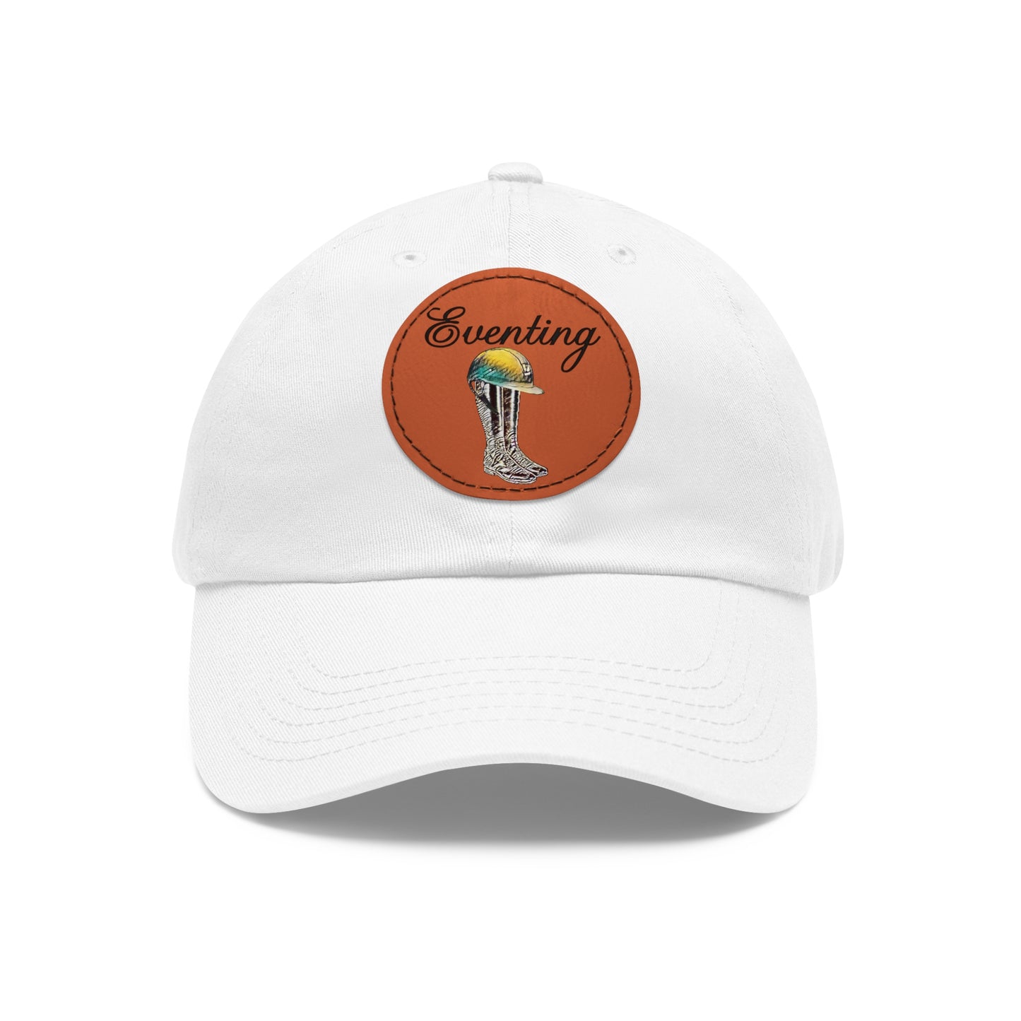 Baseball Cap-Dad Hat with Leather Patch (Round)-Three Day Eventing Horse