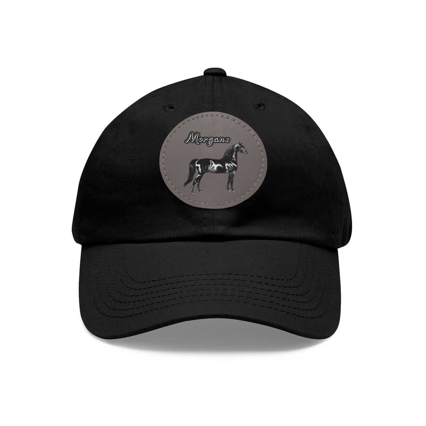 Baseball Cap-Dad Hat with Leather Patch (Round)-Morgans Horse