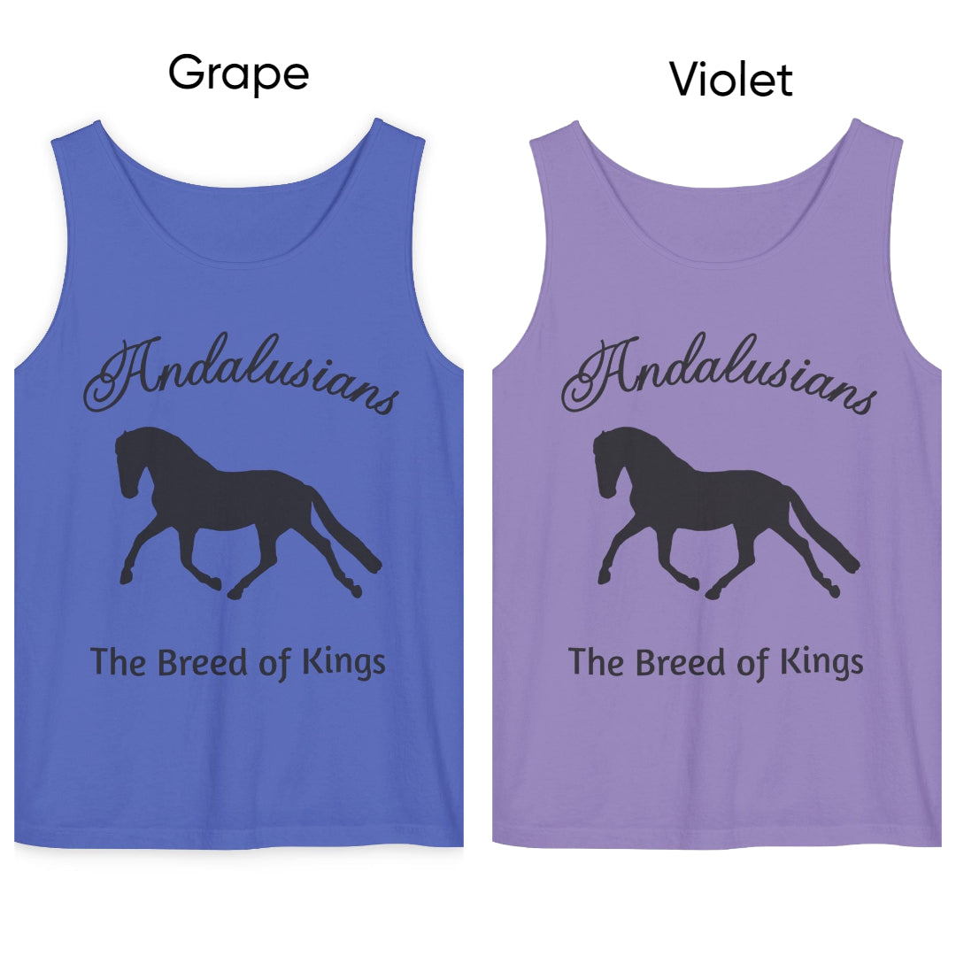 Tank Top-Women's-Men's-Unisex-Garment-Dyed-Andalusian Horses-11 Colors