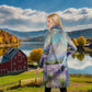 Top-Tunic-Dress-Turtle Neck-Long Sleeves-All Over Print-White Horses-Bird Purple-Blue-Grey-Flowers