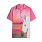 Shirts-Short Sleeve-Button Up-Women's-Men's-Unisex-All-over print-Horse-Bird-Sea-Pink-Orange