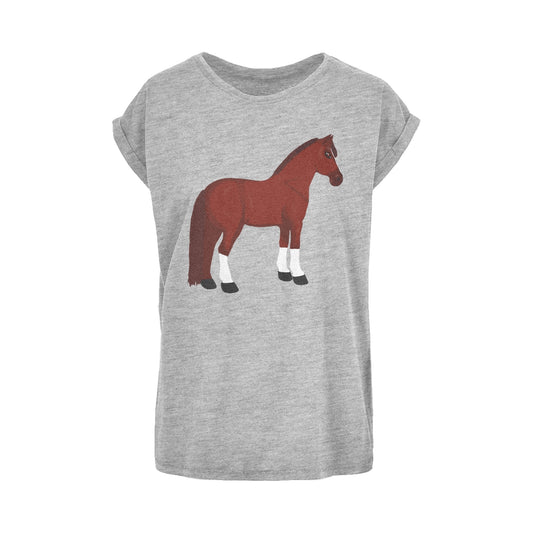 S61-0 Womens Chestnut Horse T-Shirt-Short Sleeve-Extended Shoulder