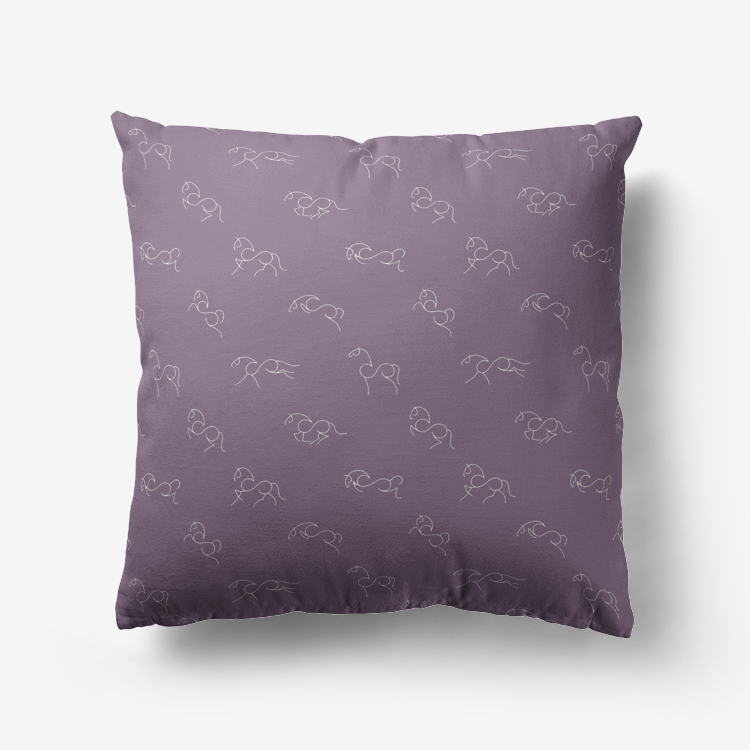 Pillow-Throw-Hypoallergenic-White Horse Abstract-Purple-Dark Mauve