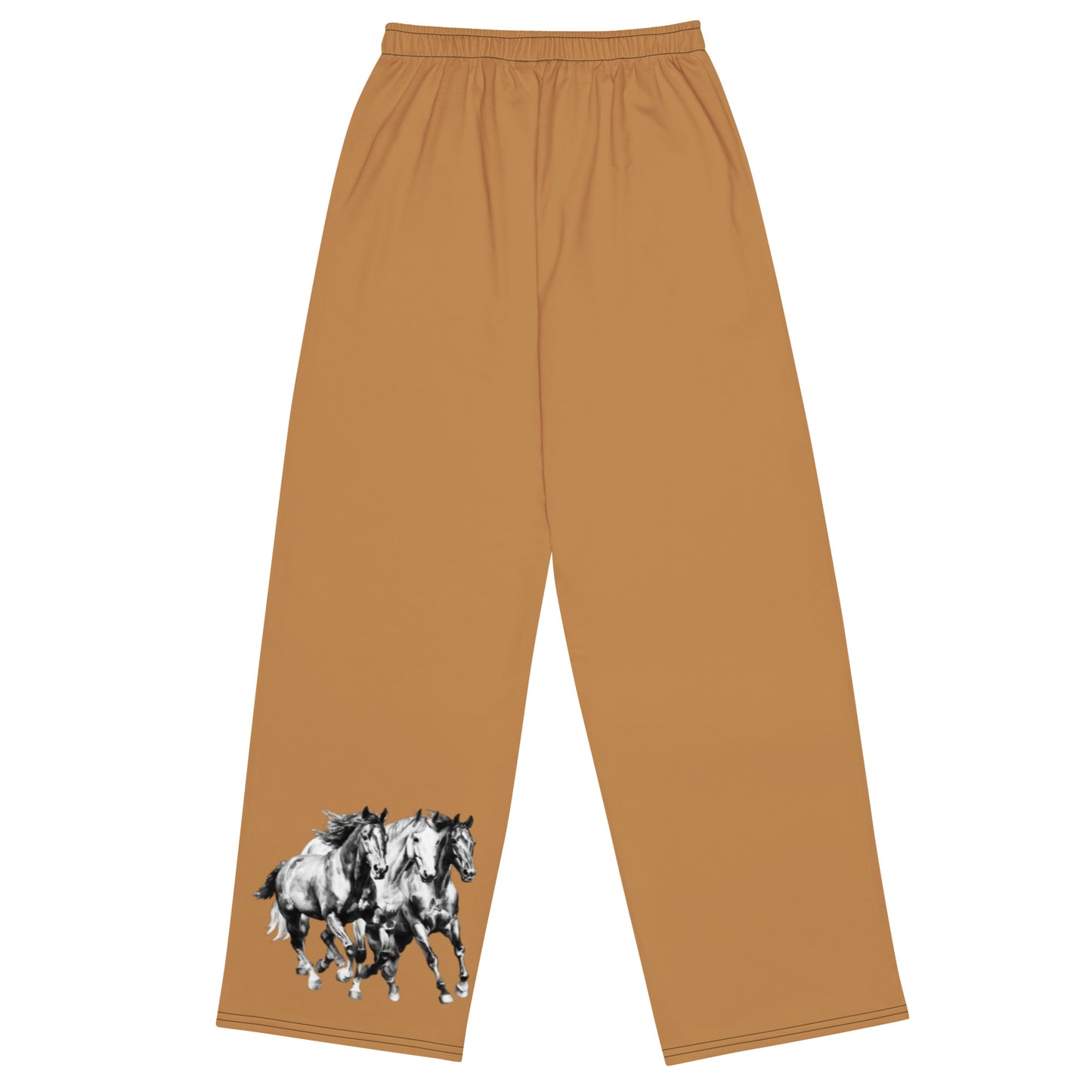 Y239 Wide-leg pants-3 Horses-Gold Brown