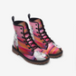 Boots-Lace Up-Casual-Faux Leather-Lightweight-Gray Horse-Bird-Pink-Sea Ocean