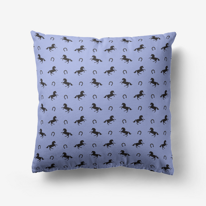 Pillow-Throw-Premium Hypoallergenic-Black Horse-Periwinkle Blue