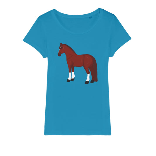S61-0 Womens Chestnut Horse T-Shirt-Short Sleeve-Organic Cotton