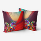 Pillow-Throw-Premium Hypoallergenic-Abstract Horses-Red