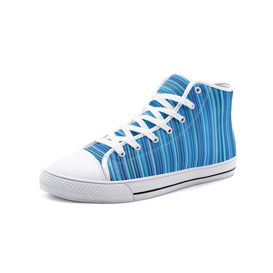 J-6051 Adult Horse Sneaker Shoes- High Top-Canvas-Stripe