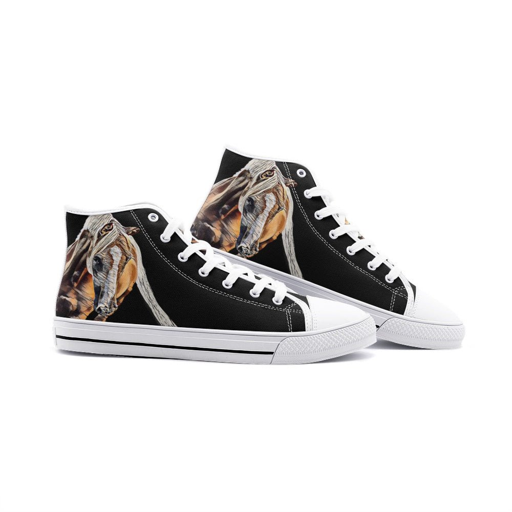 High Top Sneakers-Women-Men-Unisex-Canvas-Lace Up-Palomino Horse-Equestrian-Rider