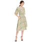 S6010 Dress-Midi-Butterfly Short Sleeve-Shirred High Waist A Line-Southwestern