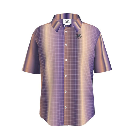 S6068  Unisex Adult Button Up Shirt-Stripes-Cotton-Linen-Horse Emblem