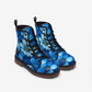 J-5000  Unisex Equestrian Boots-Casual-Leather-Lightweight-Blue Floral Flower