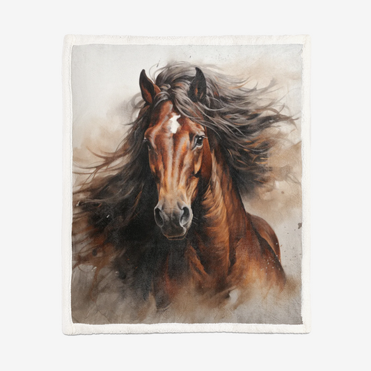 Double-Sided Super Soft Plush Blanket-Bay Horse