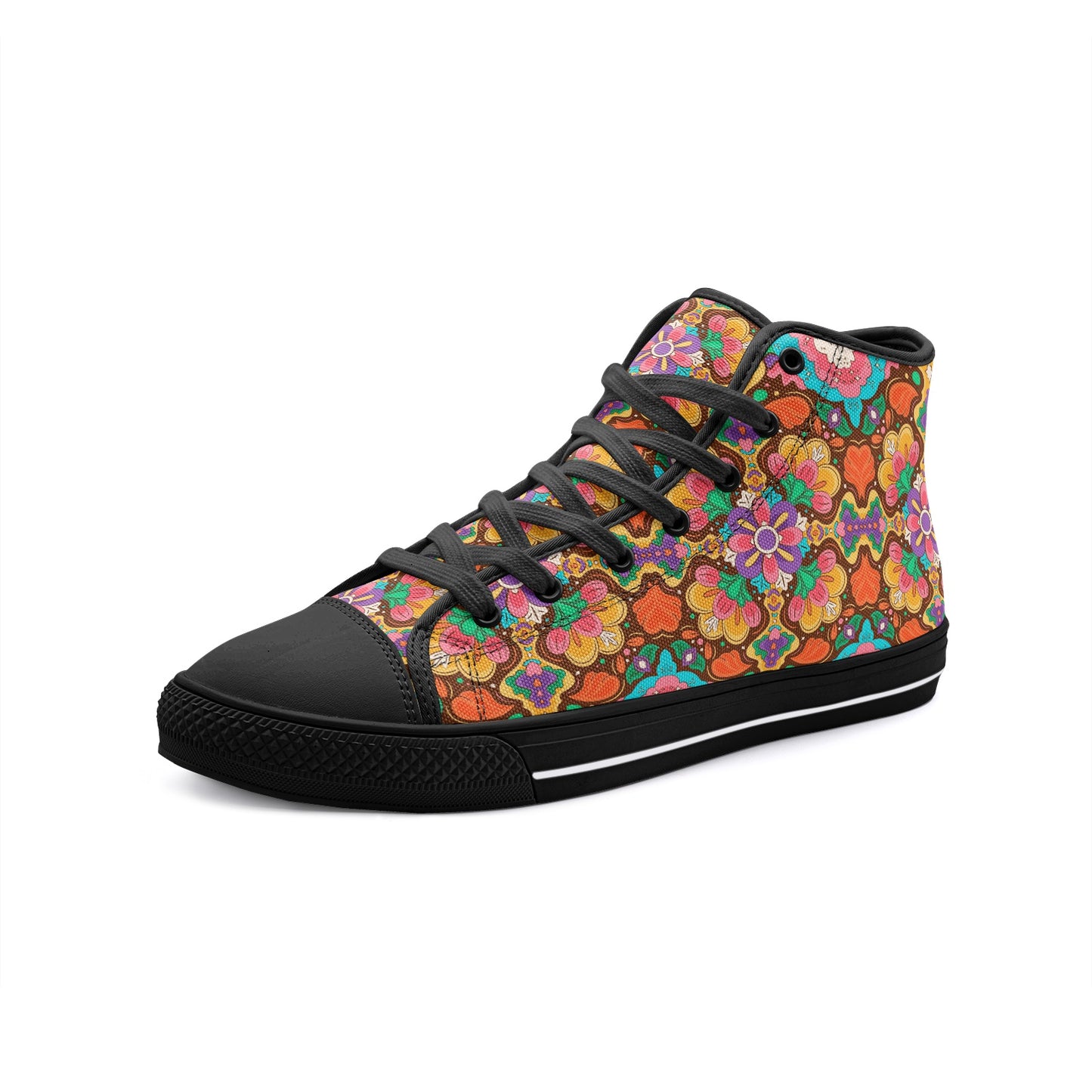 J-7085 Adult Horse Sneaker Shoes- High Top-Canvas-Paisley