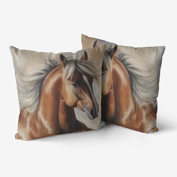 Pillow-Throw-Premium Hypoallergenic-Palomino Horse