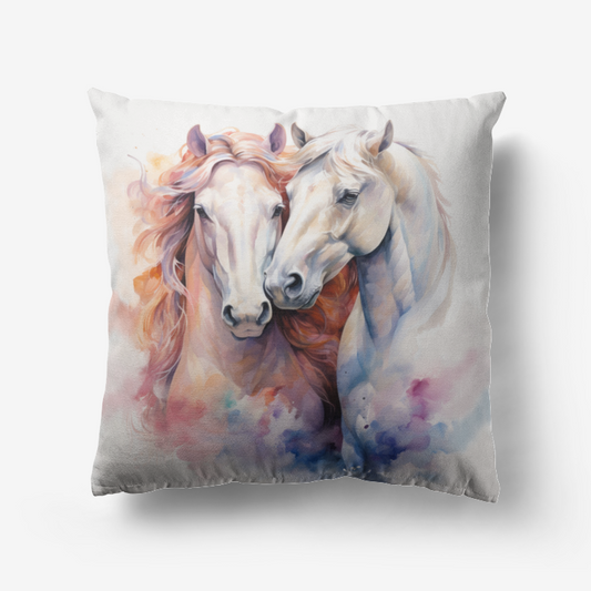 S7030 Hypoallergenic Throw Pillow-Perlino Cremello Horses
