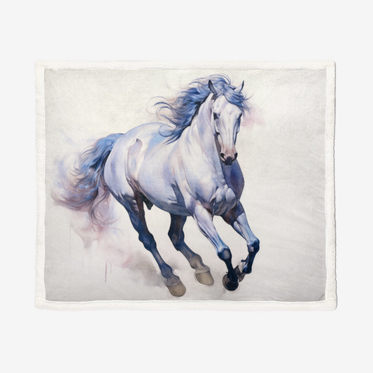 S7084 Double-Sided Super Soft Plush Blanket-Gray Horse