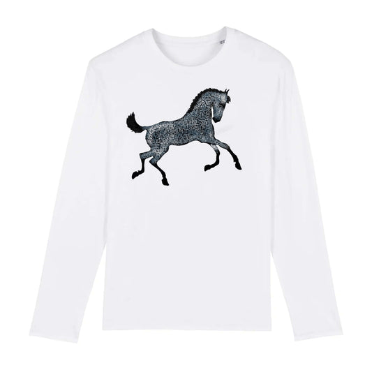 02-00 Womens Organic Long Sleeve HORSE T-Shirt - BrazenEmblazon