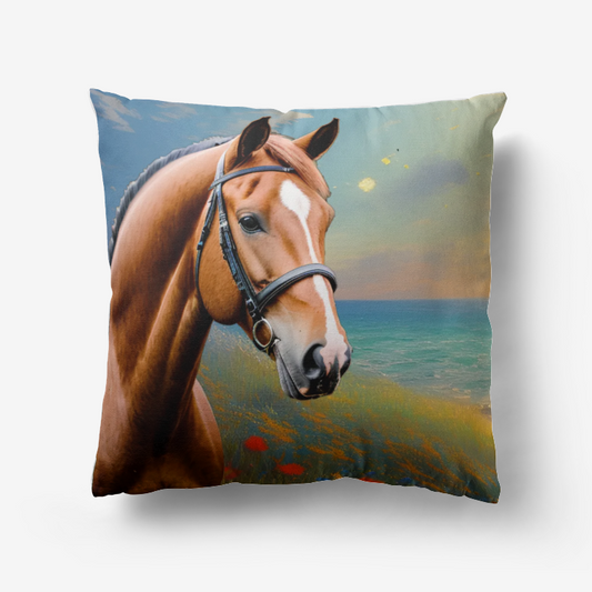 S10040 Hypoallergenic Throw Pillow-Chestnut Horse