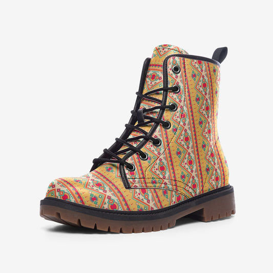 J-3030 Casual Leather Lightweight boots MT-Paisley-Butter Yellow-Red