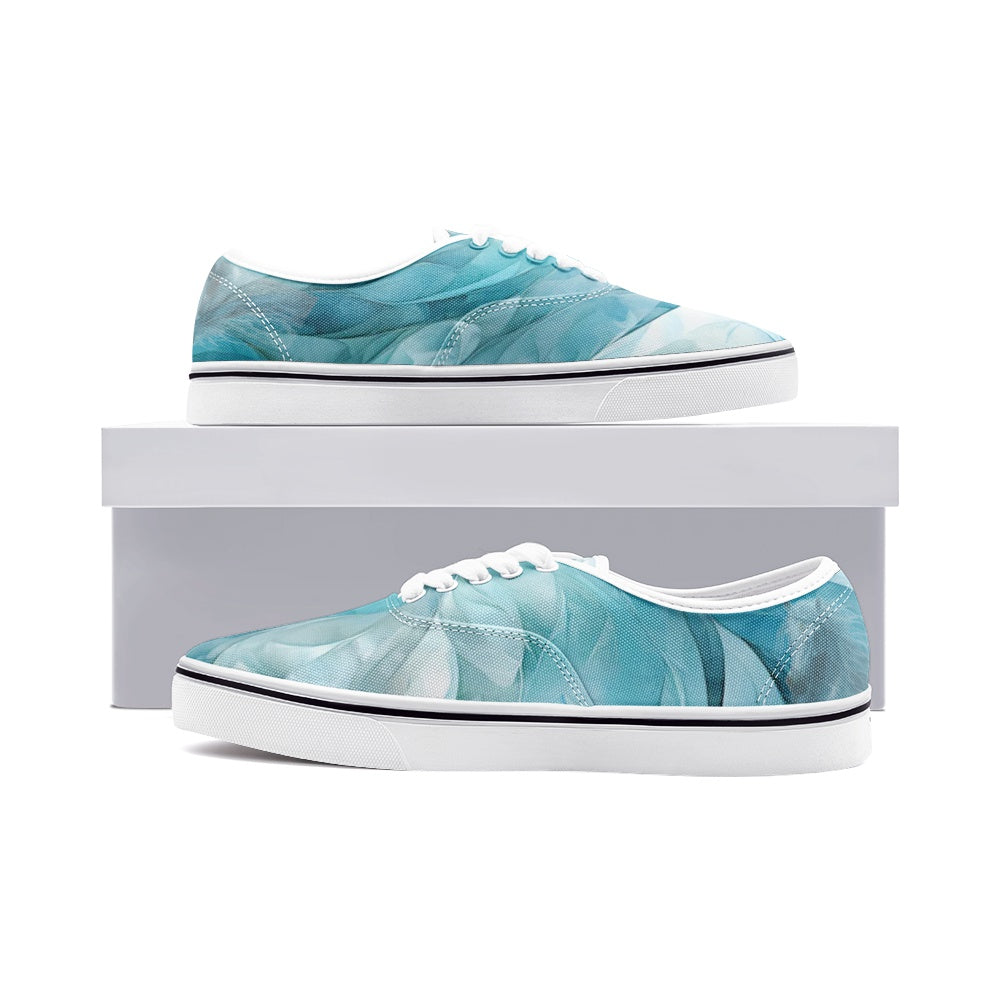 J1000 Adult Sneakers-Casual Shoes-Canvas-Low Cut Loafer-Gray Horse-Aqua Blue