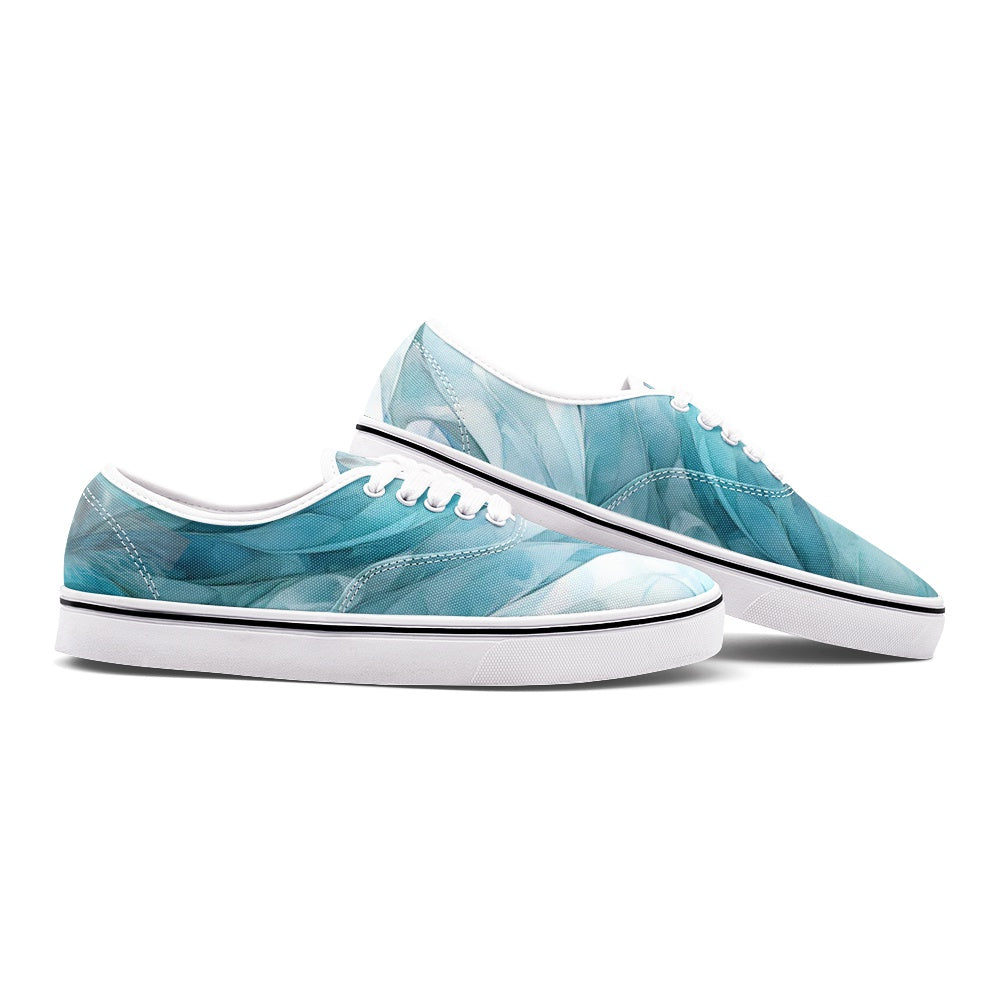 J1000 Adult Sneakers-Casual Shoes-Canvas-Low Cut Loafer-Gray Horse-Aqua Blue