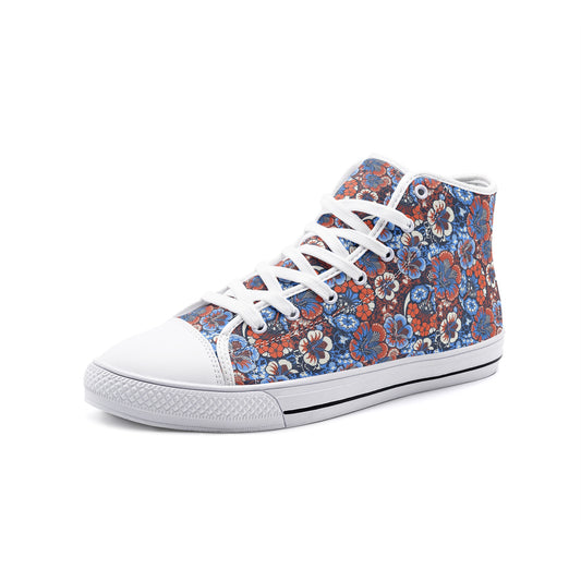 J8001  Adult Horse Sneaker Shoes- High Top-Canvas-Floral