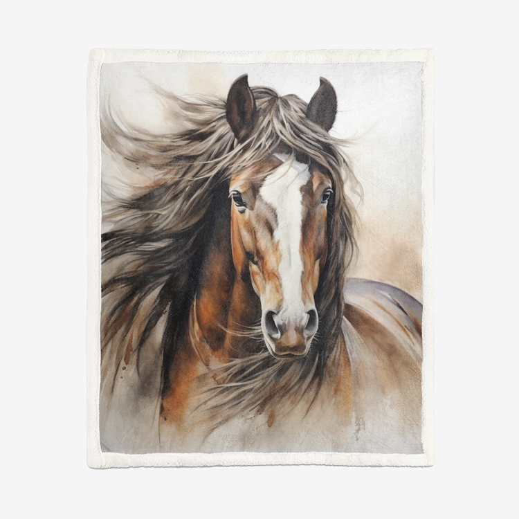 Double-Sided Super Soft Plush Blanket-Bay Horse