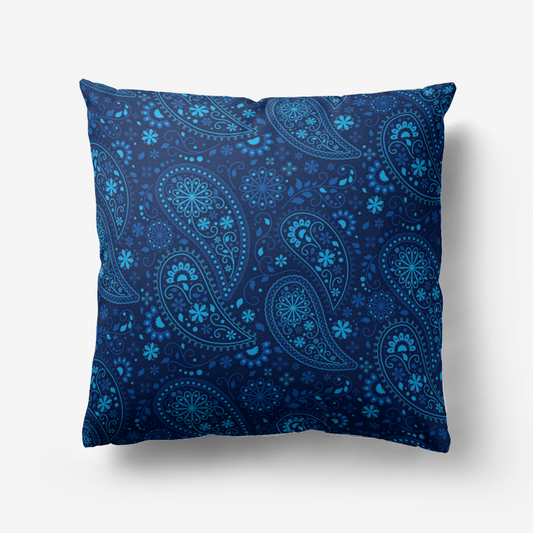 Pillow-Throw-Premium Hypoallergenic-Handkerchief Blue Paisley