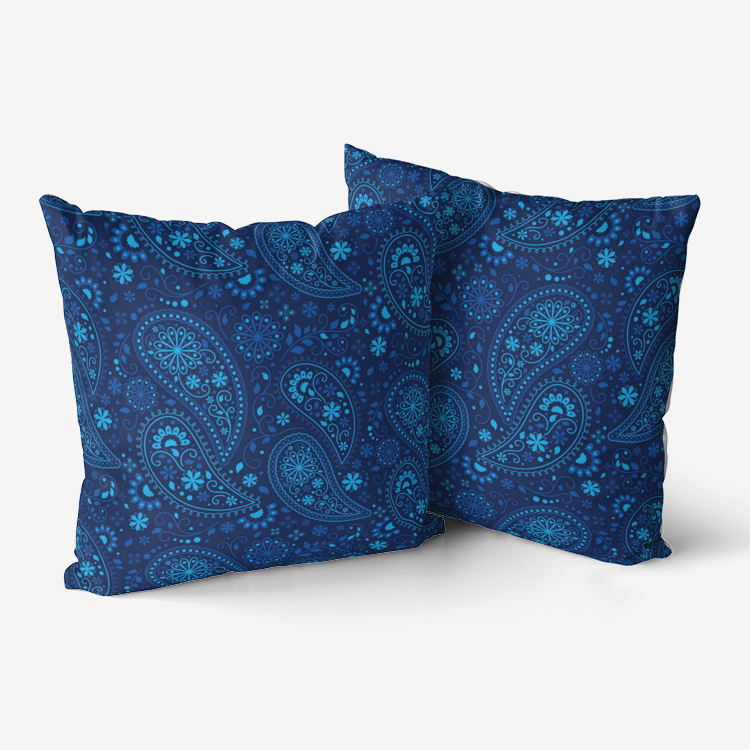 Pillow-Throw-Premium Hypoallergenic-Handkerchief Blue Paisley