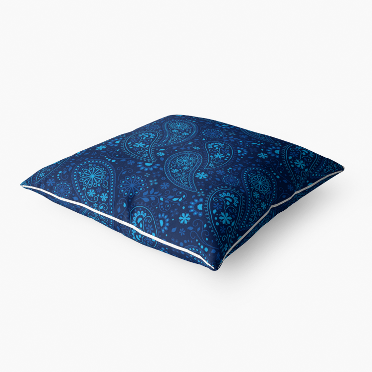 Pillow-Throw-Premium Hypoallergenic-Handkerchief Blue Paisley