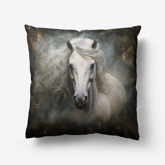 Pillow-Throw-Premium Hypoallergenic-Gray Horse-Black White