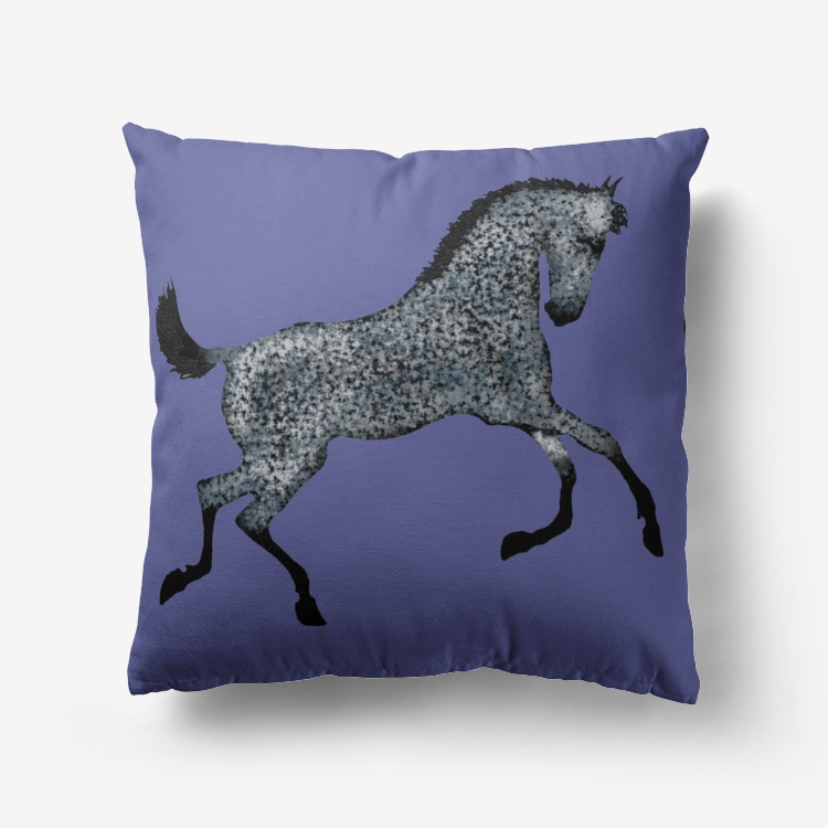 Pillow-Throw-Premium Hypoallergenic-Gray Horse Colt-Purple