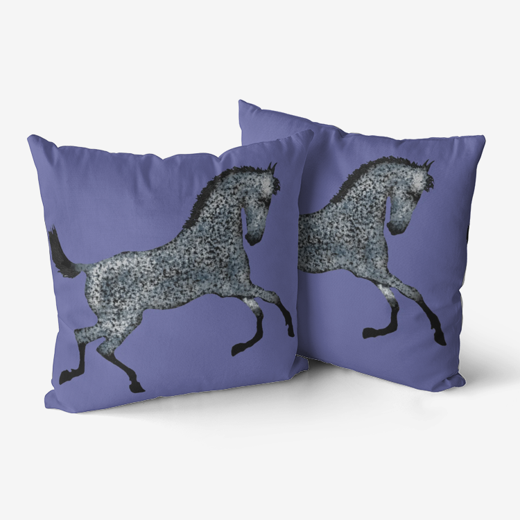 Pillow-Throw-Premium Hypoallergenic-Gray Horse Colt-Purple